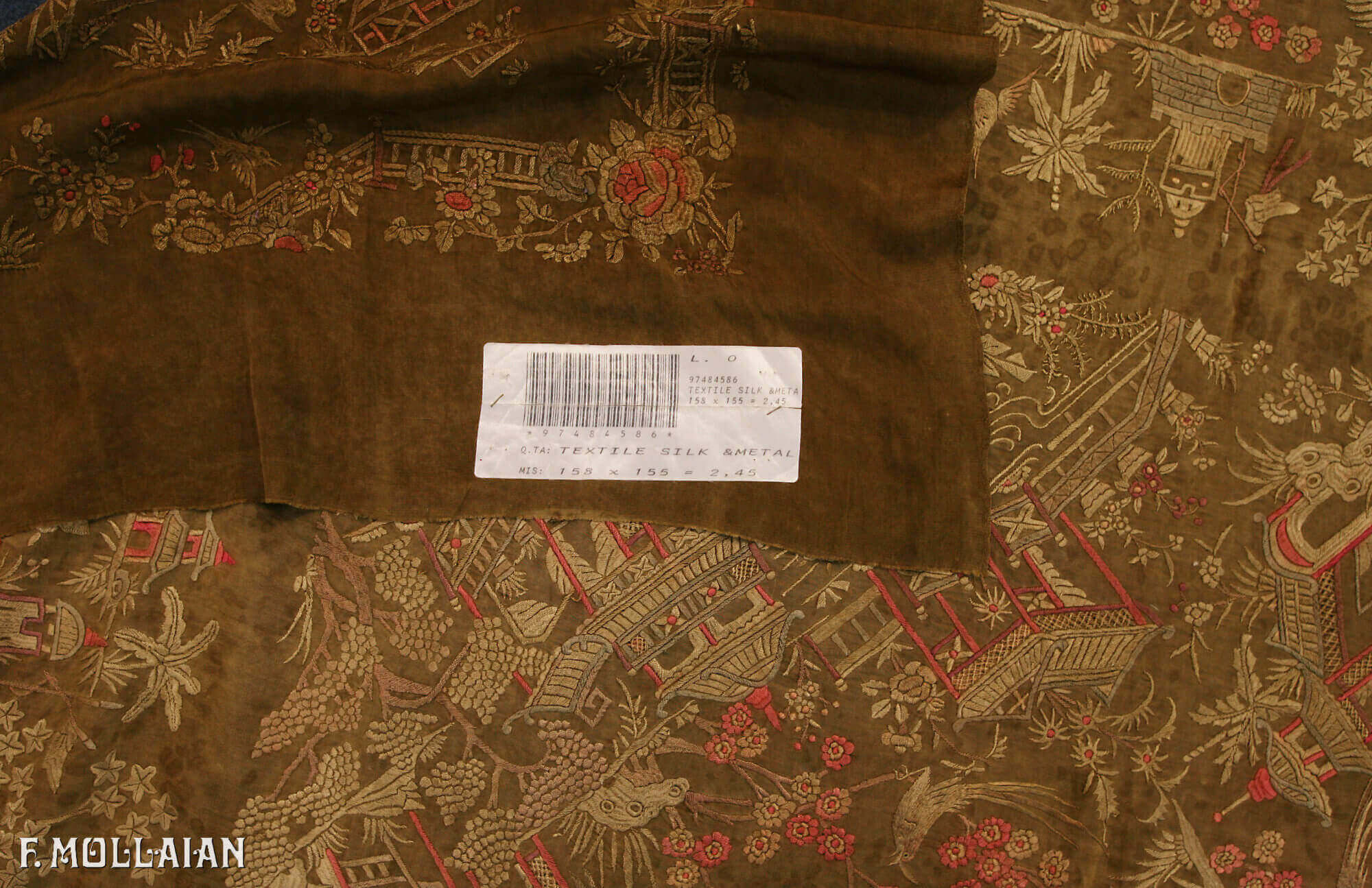 Semi Antique Silk & Metal Chines Textile n°:97484586